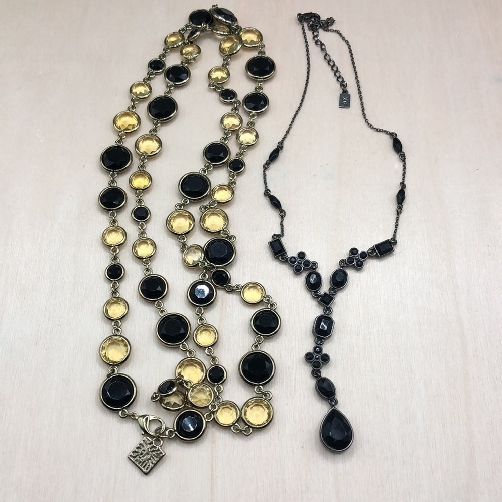Curated bundle layered look Anne Klein necklaces Y Drop chain and Long Station.